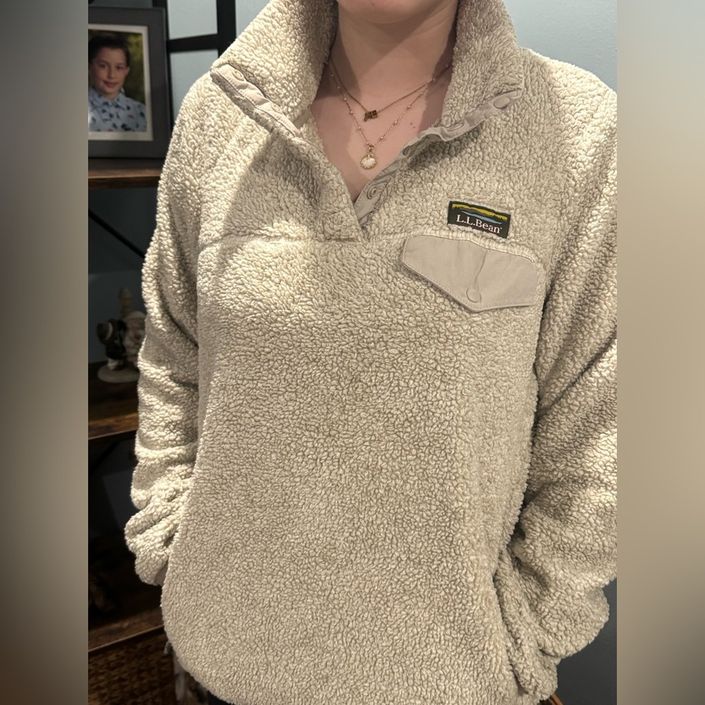 L.L. Bean Beige Sherpa Fleece Jacket